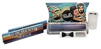 Rolls 6mm Smart Filters (60 Pre Rolled Tips) with Elements King Size Rolling Paper (2 Pack), Elements 110mm Roller with Hippie Butler Grinder Card and Flip Top Container