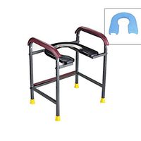 Toilet Surround Rail Safety Frame, Elderly Toilet Chair with U Type Seat Padded Armrests, Adjustable Shower Stool Anti-Slip Aid Support Grab Bar