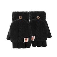 Women Half Finger Flip Gloves Cycling Mittens Warm Coldproof Gloves Convertible Fingerless Knitting Mittens