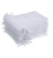 Yarmoire Sheer Drawstring Organza Gift Bag 4x6",Wedding Party Favors Candy Pouches Wrap (White, 100 pcs)