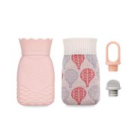 Silicone Hot Water Bottle with Knit Cover, Iteryn Microwave Hand Warmer Hot Water Bag for Kid, Hot & Cold Therapies - Warmer Gift for Birthday, Christmas, Valentine's Day, Thanksgiving