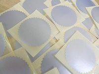 Minilabel 64mm Serrated Edge , Certificate Wafer Company Seal Labels , Stickers For Embossing , Awards & Rewards Matt Silver