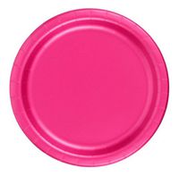 24 Plates 9" Paper Dinner Lunch Plates Wax Coated - Hot Pink