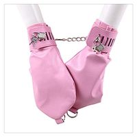 Carinloing Boxing Cosplay Gloves Leather Hole Buckle (Pink)