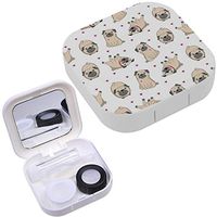 Portable Contact Lens Case Box Travel Kit Mirror + Bottle + Tweezers Container Holder [ Pugs ]