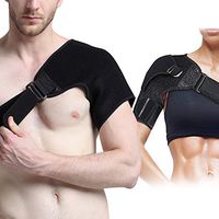 Shoulder Brace Adjustable Rotator Cuff Support for Men and Women - Breathable Neoprene Compression Sleeve Wrap Left or Right Shoulder, Black