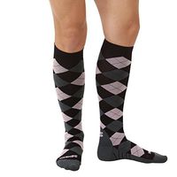 Zensah Argyle Compression Socks,Black/Grey/Pink,Medium