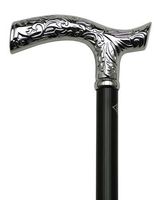Men Fritz Cane Black, Chrome Embossed Handle  -Affordable Gift! Item #DHAR-9763400