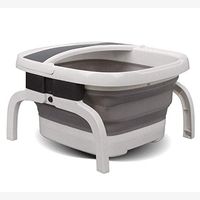 XQT2 Foot Automatic Massage Heated Foot Bath Massage Spa Massage Automatic Heating Massage Foot Bath, Household Foot Bath, Folding Foot Bath Barrel, Gray, a