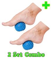 HealthyNees 2 Ball Combo Set Plantar Fasciitis Therapy Foot Arch & Back Pain Spiky Massaging Hard Roller