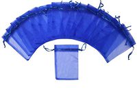 ZUUC Colorful Organza Drawstring Pouch Bag, 5''W x7" L, Pack of 100 (Sapphire Blue)