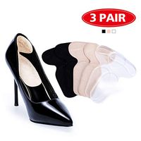 3 Pack Non-Slip Heel Grips, Gel Self-Adhesive Heel Pads Comfortable Heel Cushion Inserts Blister Prevention Foot Pain Relief Protectors for Women and Men Loose Shoes (Nude/Transparent/Black)