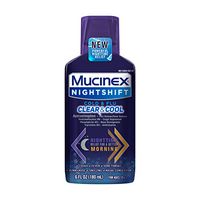 MUCINEX Nightshift Cold & Flu Clear & Cool Liquid 6 fl. oz. Relieves Fever, Sneezing, Sore Throat, Runny Nose, Nasal Congestion, and Controls Cough with a Burst of Cooling Menthol