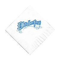 25 White Oktoberfest Beverage Paper Cocktail Napkins with a Turquoise Color Oktoberfest Logo