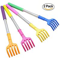 Qaoquda Back Scratcher 2 Pcs Portable Stainless Steel Extendable Telescopic Metal Backscratcher Plastic(Color Random)