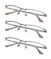 Half-Rim Reading Glasses 3-Pack with Spring Hinges Gunmetal +3.0
