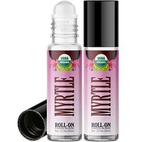 Organic Myrtle Roll On Essential Oil Rollerball (2 Pack - USDA Certified Organic) Pre-diluted with Glass Roller Ball for Aromatherapy, Kids, Children, Adults Topical Skin Application - 10ml Bottle