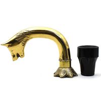 Ancient nautical decor Designer Wolf Brass Handle Carved Wooden Walking Cane Walking