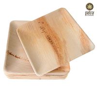 25 pcs - Patra Classic 8 Inch Square Palm Leaf Plates Disposable | Eco Friendly | Biodegradable | Backyard Compostable (8 Inch, 25 Pack)