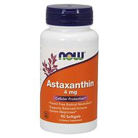 NOW Supplements, Astaxanthin 4 mg derived from Non-GMO Haematococcus Pluvialis Microalgae and has naturally occurring Lutein, Canthaxanthin and Beta-Carotene, 90 Softgels