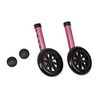 DMI Walker Wheels with Glide Caps, Pink, One Pair