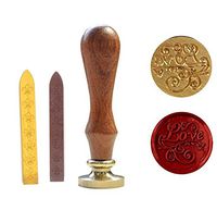 CHENGYIDA Fashion Romantic Love Symbol Vintage Wax Seal Stamp Rosewood Handle Copper Brass With 2 wax sticks