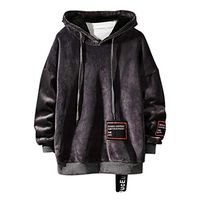 Men Hoodies Autumn Winter Solid Color Long Sleeve Sweatshirts Casual Loose Plus Size Pullover Tops Dark Gray