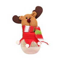 junshi11 Christmas Candy Box Jar,Snowman Santa Cloth Doll Round Candy Storage Biscuit Container Desktoy Decor,Kids Favors Deer