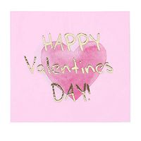 48 Count Valentine's Day Napkins Cocktail Napkins with Heart Design Disposable Napkins for Luncheons, Dinners & Celebrations 2-Ply (6.5 x 6.5'' folded)