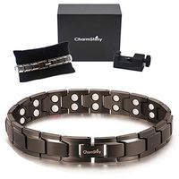 Ultra Strength Titanium Magnetic Bracelet Therapy Double Magnets for Men Women Balance Arthritis Relief Pain Carpal Tunnel+ Hematite Pendant Necklace