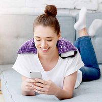 Hot Pockets All Purpose Microwavable Rice Heating Pad for Neck and Shoulders Pain Relief - 3 Pockets Hot and Cold Pack of Rice Bags for Heat Therapy with Washable Cover - American Brand (Purple Words)