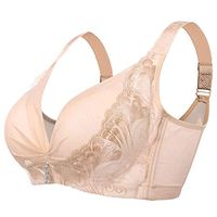 Theoylos Womens Bralette Push Up V Neck Bra Ladies Comfort Wire Free Underwear Soft Seamless Bra Everyday Bra Beige