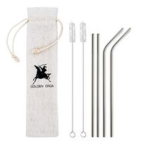 Set of 4 Reusable Stainless Steel Straws with Cleaning Brushes for Regular Cup,Glass/Glasses & 20 Oz Yeti Tumbler