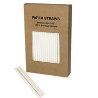 White Paper Straws Plain Solid White Straws 100PCS(White, 100)