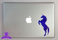 Overly Attached Decals Rearing Unicorn Specialty Vinyl Decal Sized to Fit A 11" Laptop - Blue Metal Flake