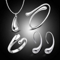 Ikevan 2019 Ladies Jewelry Fashion Water Drop Jewelry Set Ear Hook Necklace Bracelet Ring 5 in 1 Set