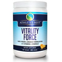 ATHLETE'S BEST Vitality Force 16oz Vegan Nitric Oxide Pre-Workout Booster with Vitamins & Minerals (5000mg L-arginine, B-Complex, 400mcg Folate, 500 mcg B12, 100mg CoQ10, Much More) (Orange)