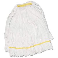 Medium Enviro Clean Looped-End Cotton/Synthetic Mop Head W/Tailband, White, 12/Pack