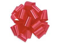 Pack Of 48, Solid Red Hank Poly Pom Gift Bows 5" x 16 Loops Made In Usa