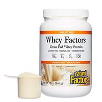 Whey Factors by Natural Factors, Grass Fed Whey Protein Concentrate, Supports Muscle Development and Immune Health, Gluten Free, Unflavored, 12 oz (13 servings)