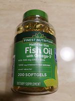 Finest Nutrition Half-the-Size Fish Oil 1200 mg, Softgels, 200 ea