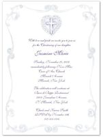 Purple Heart & Cross Baptism Christening Invitations - Set of 20