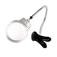8X/20X Magnifying Glass with Clip 2 LED Light Illuminating Hands Free Desk Magnifier for Book Reading, Map