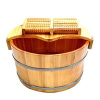NJYT Wood Foot Bath Bucket/Spa/Bath Bucket/Care Tub/Massage Basin/Wooden Roller/Home Foot Care Healthy Pedicure (Color : B)