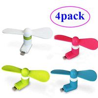 USB Mini Portable Cell Phone Fan,180 Rotating(2leaves) Compatible for iPhone iPad,Smartphone Phone Accessories Summer Cooling Essential Tools(4pcs,Pink,Green,White,Blue)