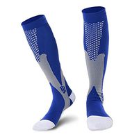 ASRocky Compression Socks for Men & Women Best Graduated Athletic Fit Stockings for Running, Medical, Athletic, Edema, Diabetic, Varicose Veins, Travel, Pregnancy, Shin Splints - Blue/Gry, 1Pr, XXL