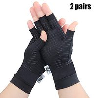 ZZcare 2 Pairs Copper Arthritis Gloves for Women/Men, Compression Gloves for Arthritis & Carpal Tunnel Pain Relief, Fingerless Gloves for Computer Typing and Daily Work (Black, Medium)