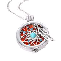 HOUSWEETY Aromatherapy Essential Oil Diffuser Necklace - Locket Pendant, 3 Colorful Pads, 23" Chain