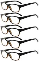 Eyekepper Design Reading Glasses-5 Pack Black-Tortoise Frame Glasses for Women Men Reading,+3.50 Reader Eyeglasses