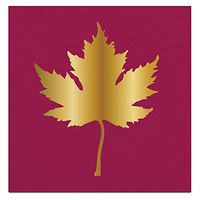 Slant Gold Foil Maple Leaf Paper Beverage Napkins